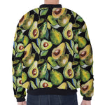 Watercolor Avocado Print Zip Sleeve Bomber Jacket