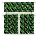 Watercolor Bamboo Pattern Print 3 Piece Kitchen Curtains