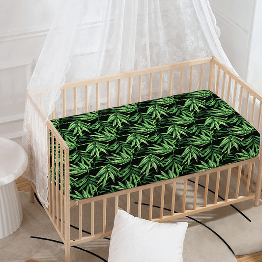 Watercolor Bamboo Pattern Print Baby Crib Sheet