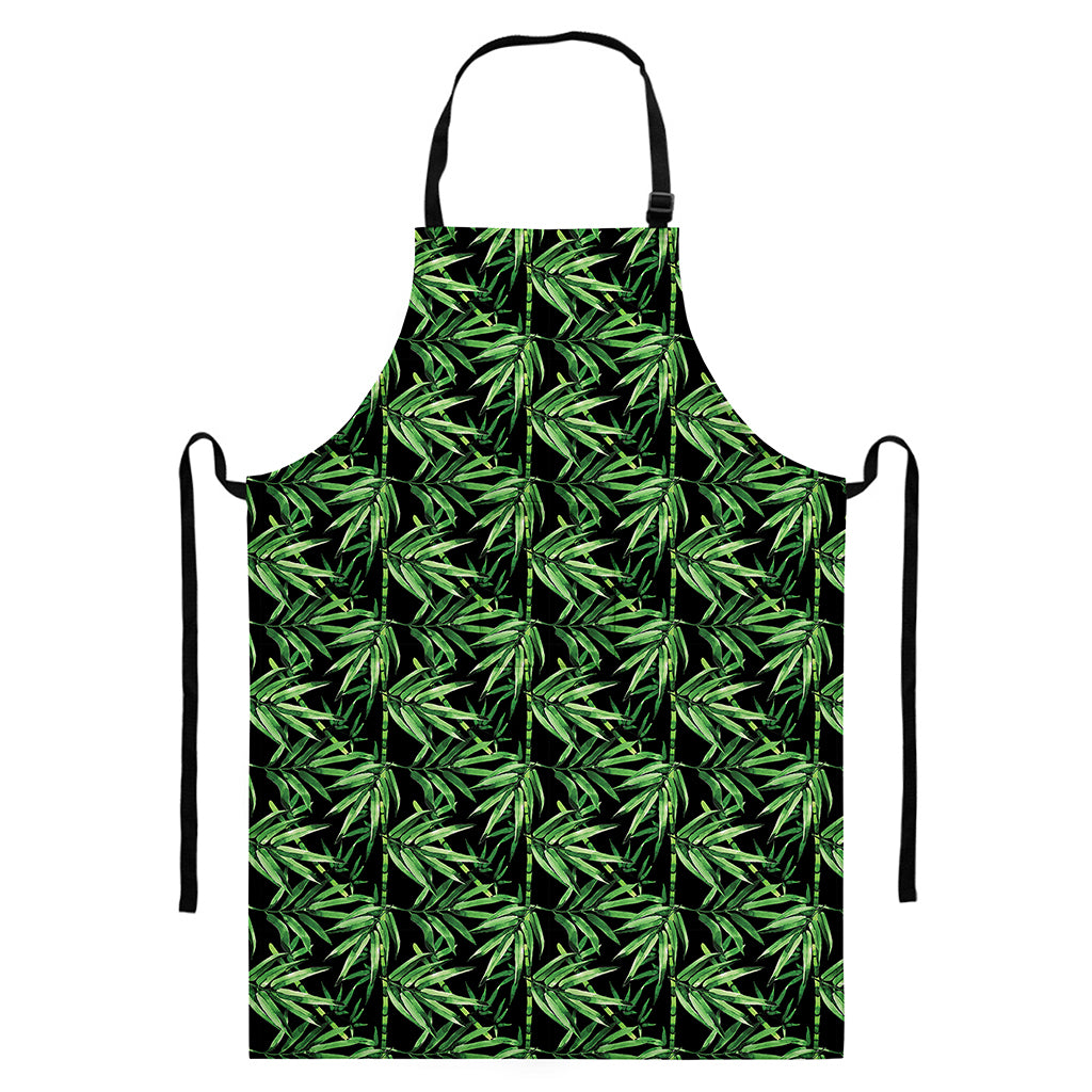 Watercolor Bamboo Pattern Print Bib Apron With Pocket