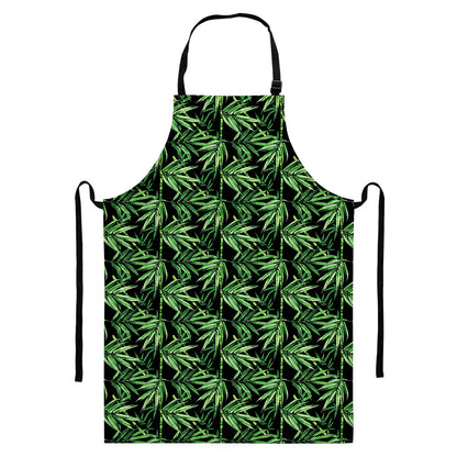 Watercolor Bamboo Pattern Print Bib Apron With Pocket