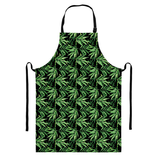 Watercolor Bamboo Pattern Print Bib Apron With Pocket