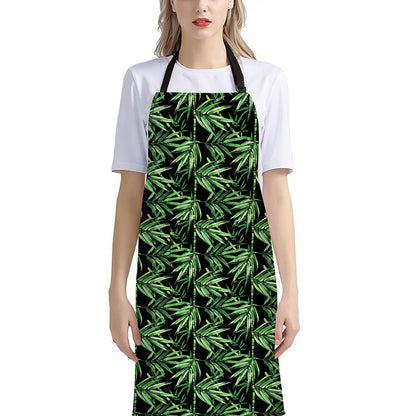 Watercolor Bamboo Pattern Print Bib Apron With Pocket