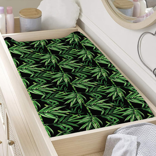 Watercolor Bamboo Pattern Print Changing Pad Cover