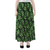 Watercolor Bamboo Pattern Print Chiffon Maxi Skirt