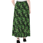 Watercolor Bamboo Pattern Print Chiffon Maxi Skirt