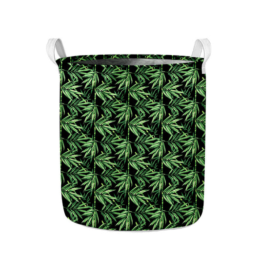 Watercolor Bamboo Pattern Print Collapsible Laundry Basket