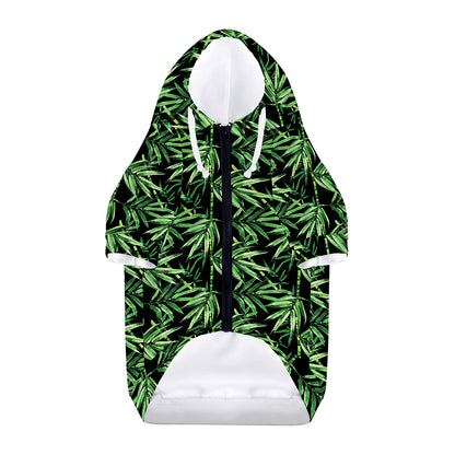 Watercolor Bamboo Pattern Print Dog Zip Up Hoodie