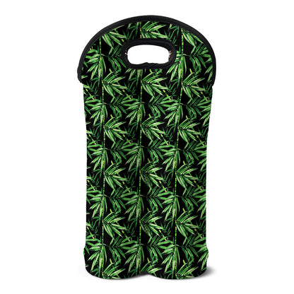 Watercolor Bamboo Pattern Print Double Neoprene Wine Tote