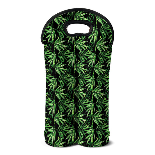 Watercolor Bamboo Pattern Print Double Neoprene Wine Tote