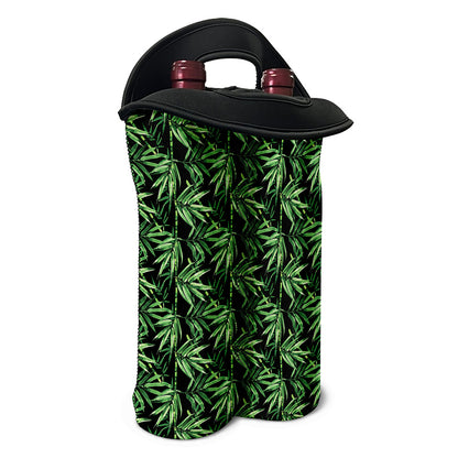 Watercolor Bamboo Pattern Print Double Neoprene Wine Tote