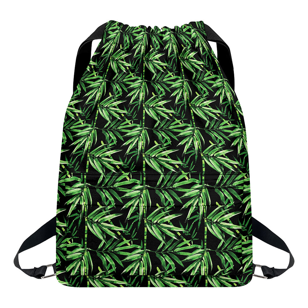 Watercolor Bamboo Pattern Print Drawstring Backpack