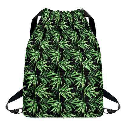 Watercolor Bamboo Pattern Print Drawstring Backpack