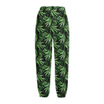 Watercolor Bamboo Pattern Print Fleece Lined Knit Pants