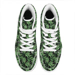 Watercolor Bamboo Pattern Print High Top Leather Sneakers