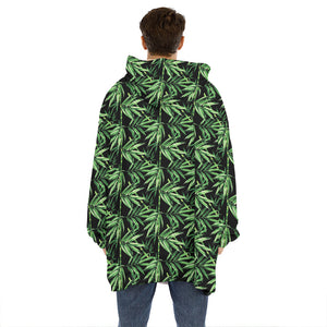 Watercolor Bamboo Pattern Print Hoodie Blanket