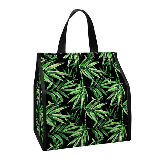 Watercolor Bamboo Pattern Print Insulated Lunch Tote