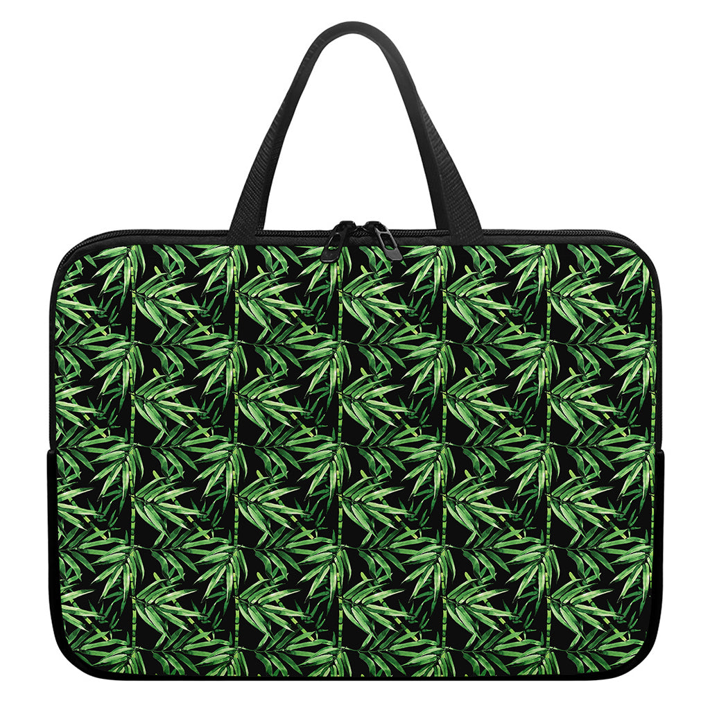 Watercolor Bamboo Pattern Print Laptop Sleeve With Handle