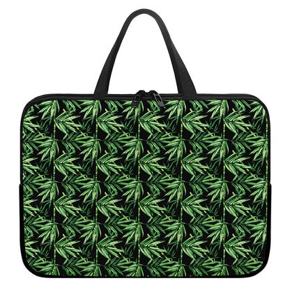 Watercolor Bamboo Pattern Print Laptop Sleeve With Handle