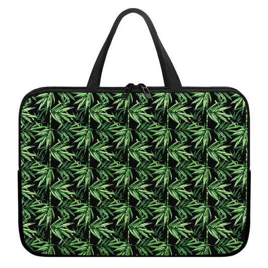 Watercolor Bamboo Pattern Print Laptop Sleeve With Handle