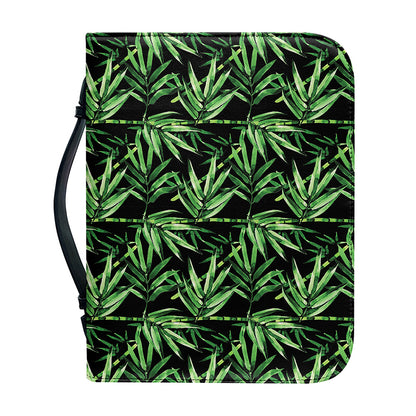 Watercolor Bamboo Pattern Print Leather Bible Cover