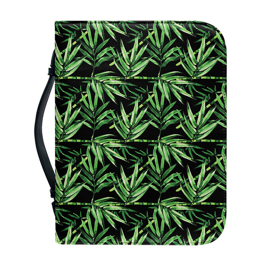 Watercolor Bamboo Pattern Print Leather Bible Cover