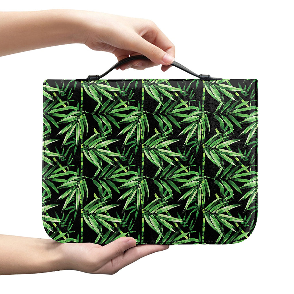 Watercolor Bamboo Pattern Print Leather Bible Cover
