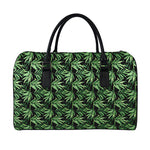 Watercolor Bamboo Pattern Print Leather Duffle Bag