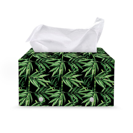 Watercolor Bamboo Pattern Print Leather Tissue Box Cover