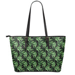 Watercolor Bamboo Pattern Print Leather Tote Bag