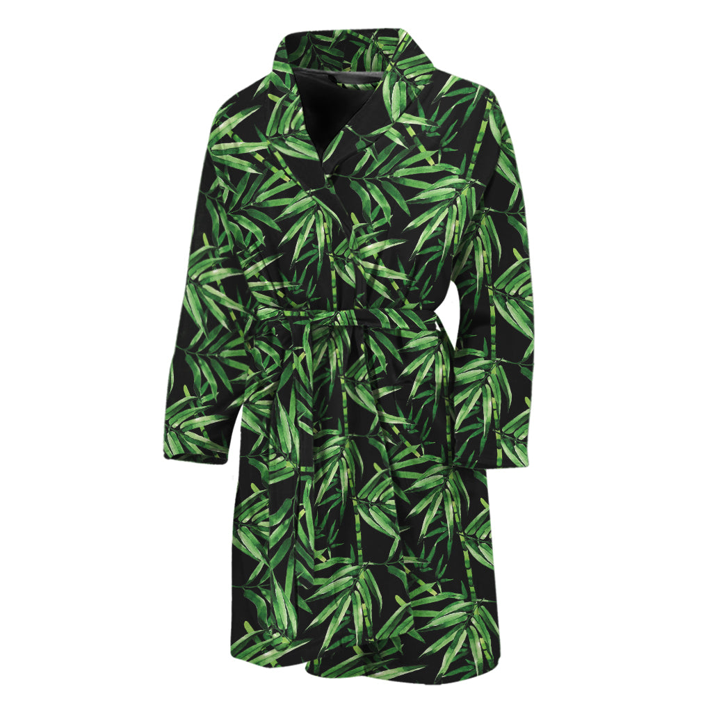 Watercolor Bamboo Pattern Print Men's Bathrobe