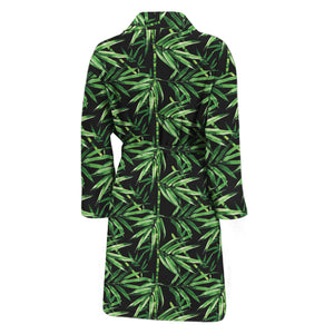 Watercolor Bamboo Pattern Print Men's Bathrobe