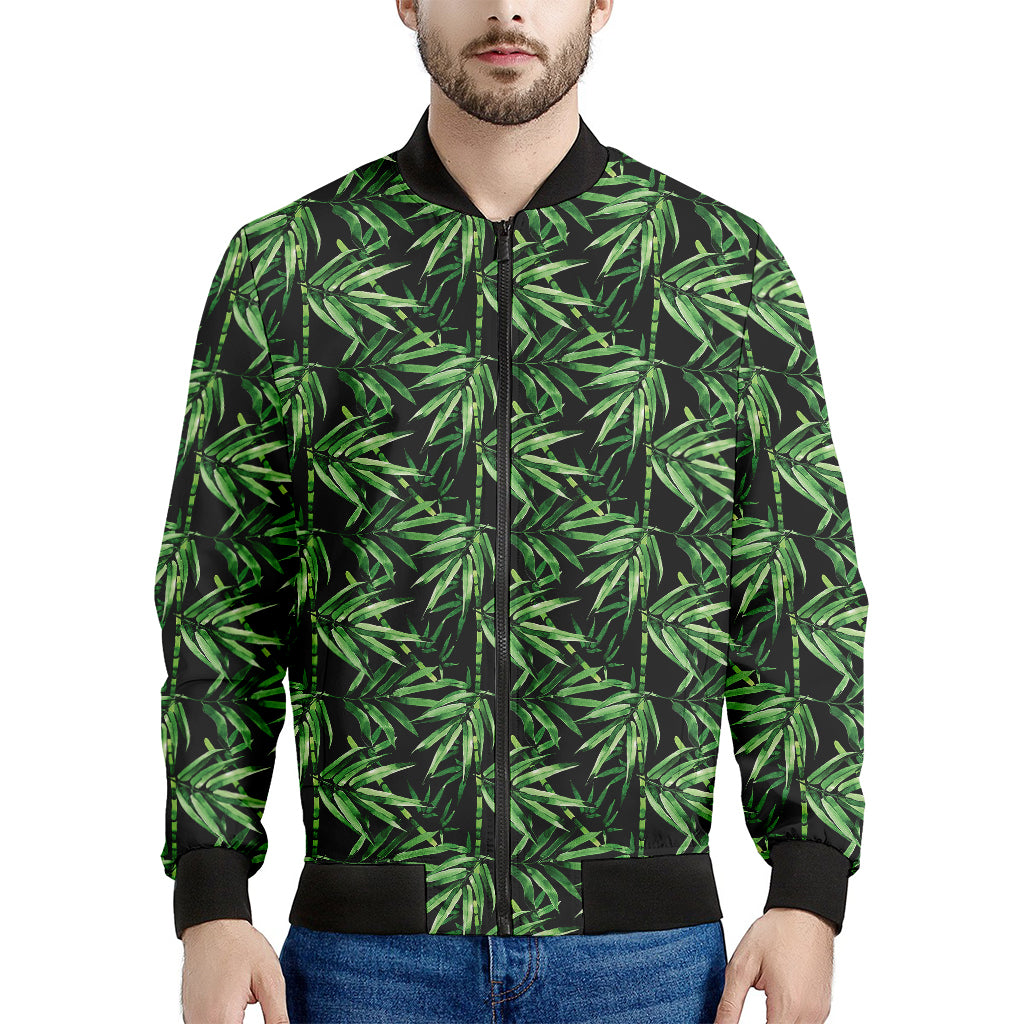 Watercolor Bamboo Pattern Print Men's Bomber Jacket