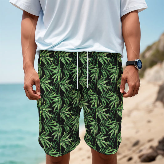 Watercolor Bamboo Pattern Print Men's Cargo Shorts