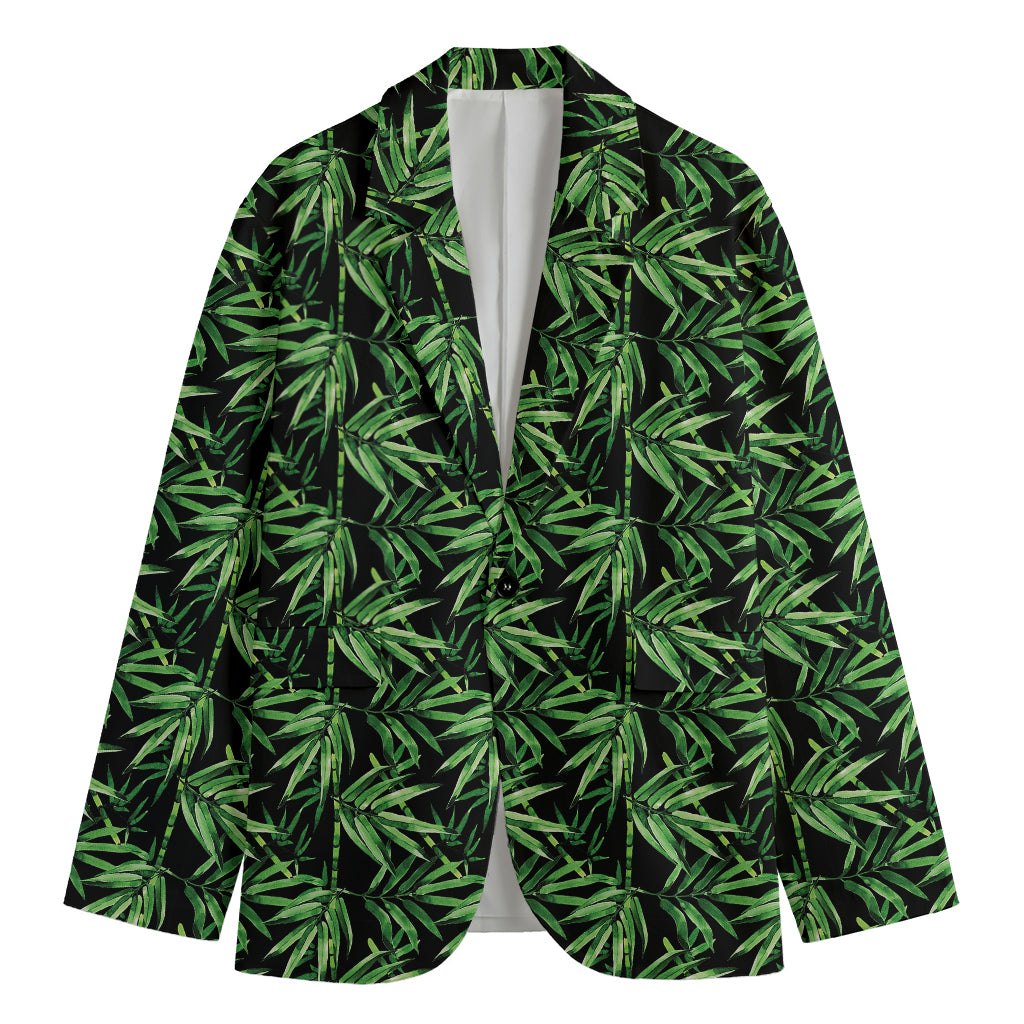 Watercolor Bamboo Pattern Print Men's Cotton Blazer