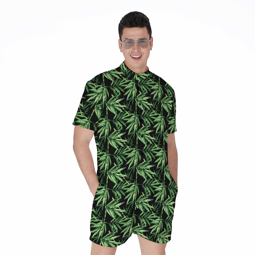 Watercolor Bamboo Pattern Print Men's Rompers