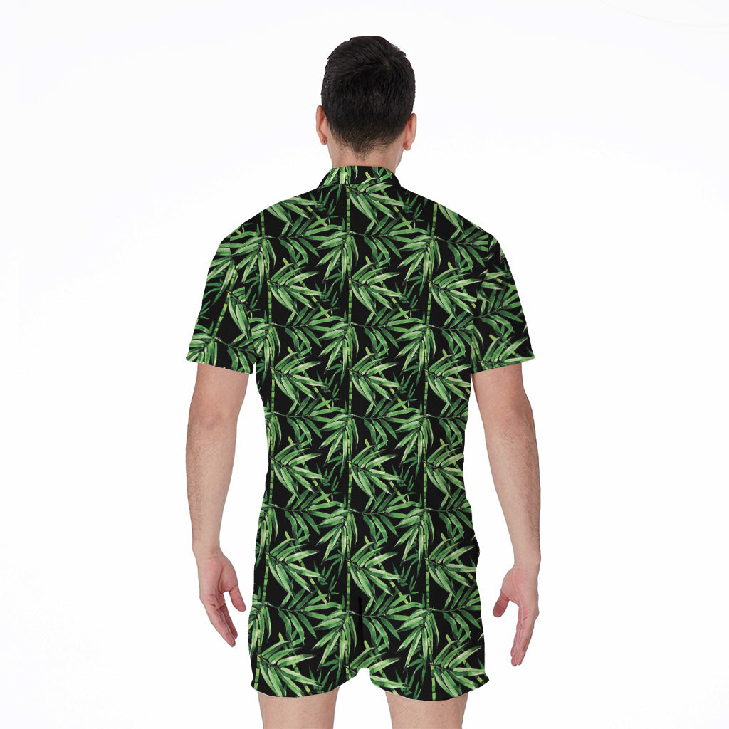 Watercolor Bamboo Pattern Print Men's Rompers