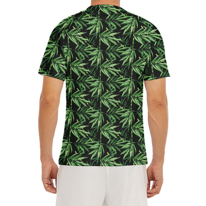 Watercolor Bamboo Pattern Print Men's Short Sleeve Rash Guard