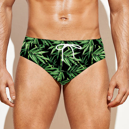 Watercolor Bamboo Pattern Print Men's Swim Briefs