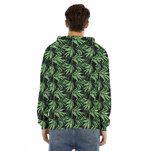 Watercolor Bamboo Pattern Print Men's Velvet Pullover Hoodie