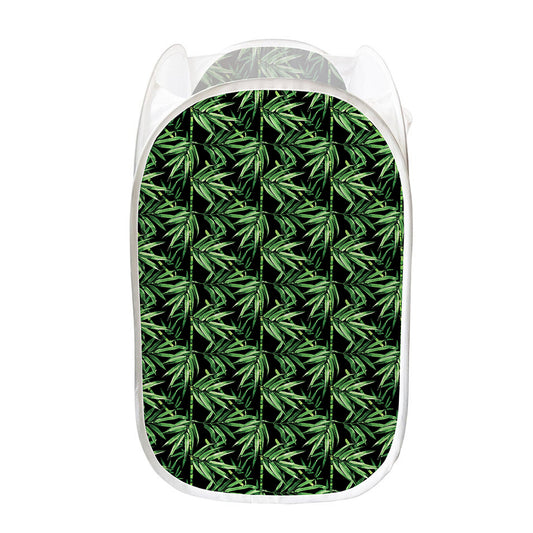 Watercolor Bamboo Pattern Print Mesh Laundry Hamper