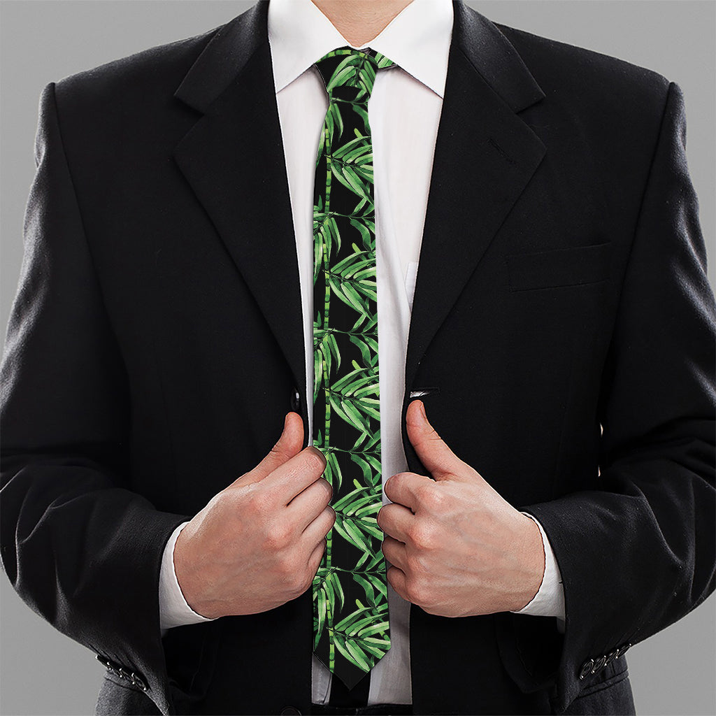 Watercolor Bamboo Pattern Print Necktie