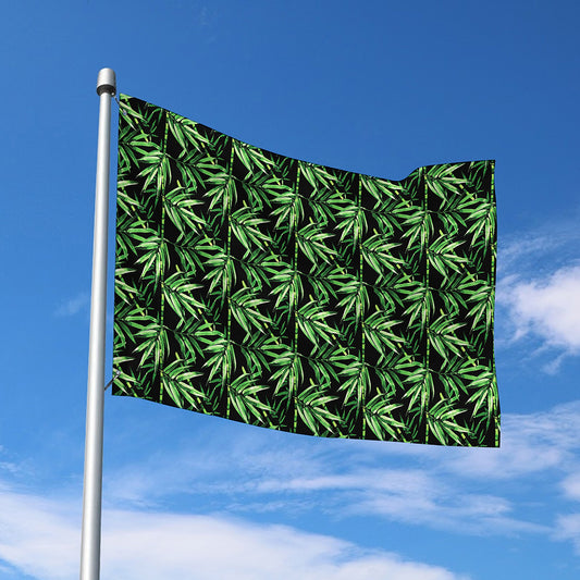Watercolor Bamboo Pattern Print Polyester Flag
