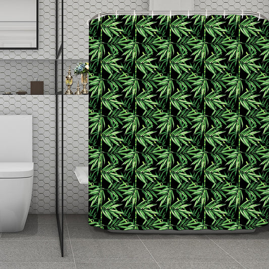 Watercolor Bamboo Pattern Print Polyester Shower Curtain