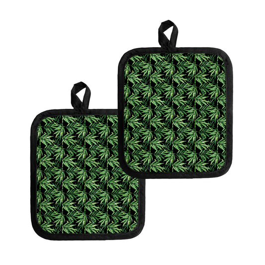 Watercolor Bamboo Pattern Print Pot Holders