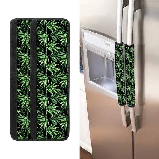Watercolor Bamboo Pattern Print Refrigerator Handle Covers