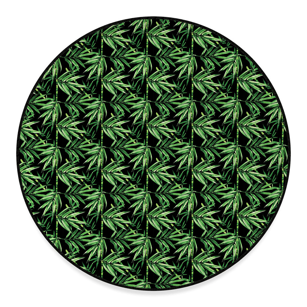 Watercolor Bamboo Pattern Print Round Floor Mat