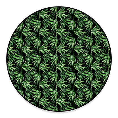 Watercolor Bamboo Pattern Print Round Floor Mat