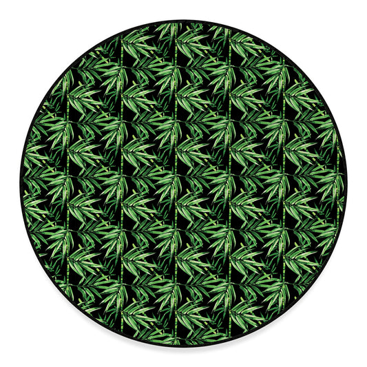 Watercolor Bamboo Pattern Print Round Floor Mat