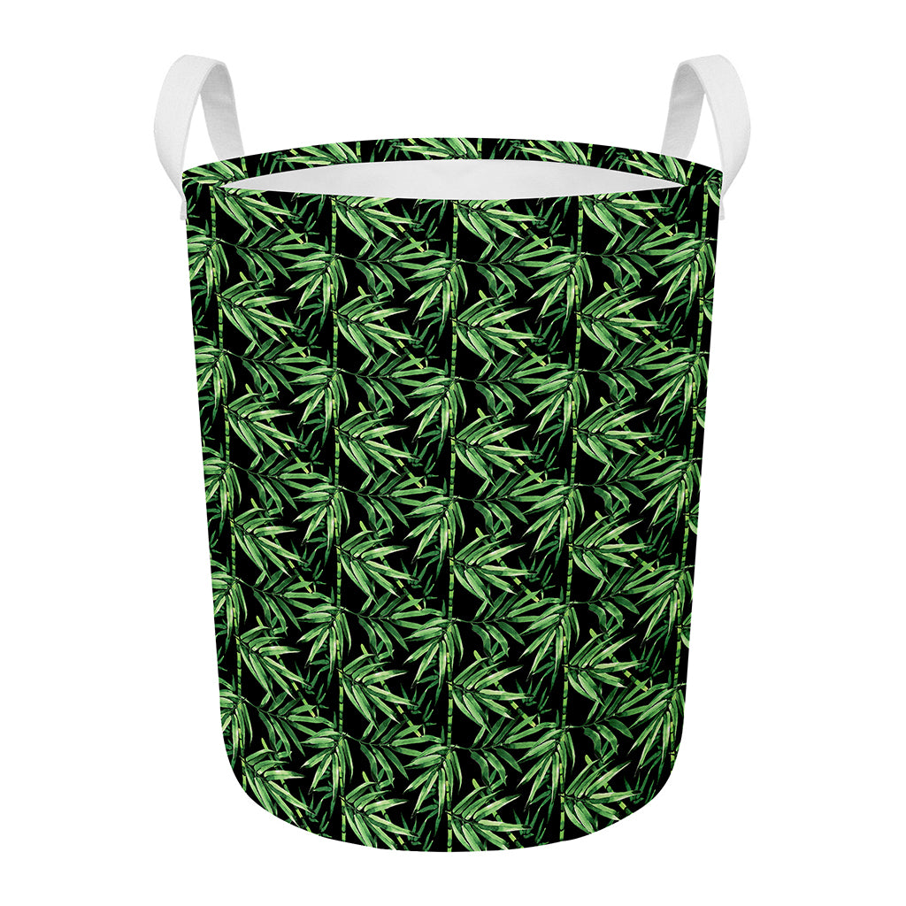 Watercolor Bamboo Pattern Print Round Laundry Basket